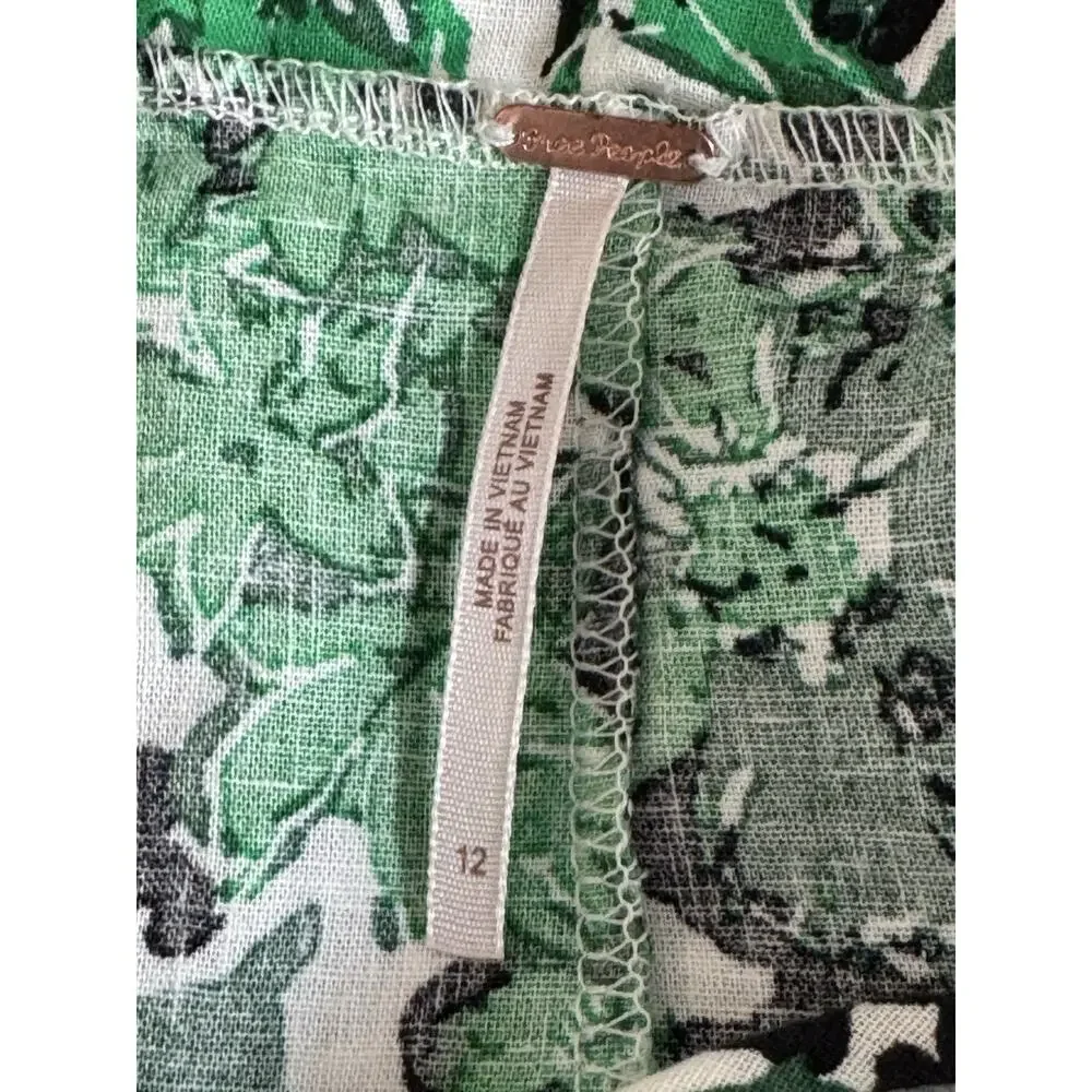 Free People Green Floral Linen Blend Midi Dress Festival Resort Boho | Worn Once - Picture 7 of 11